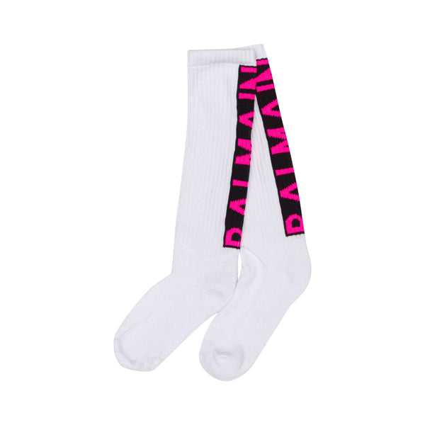 White & Fuchsia Socks
