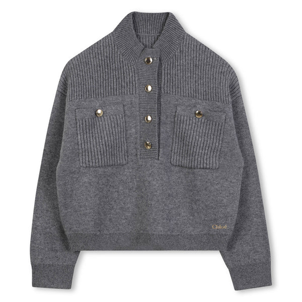 Heather Grey Knitted Sweatshirt