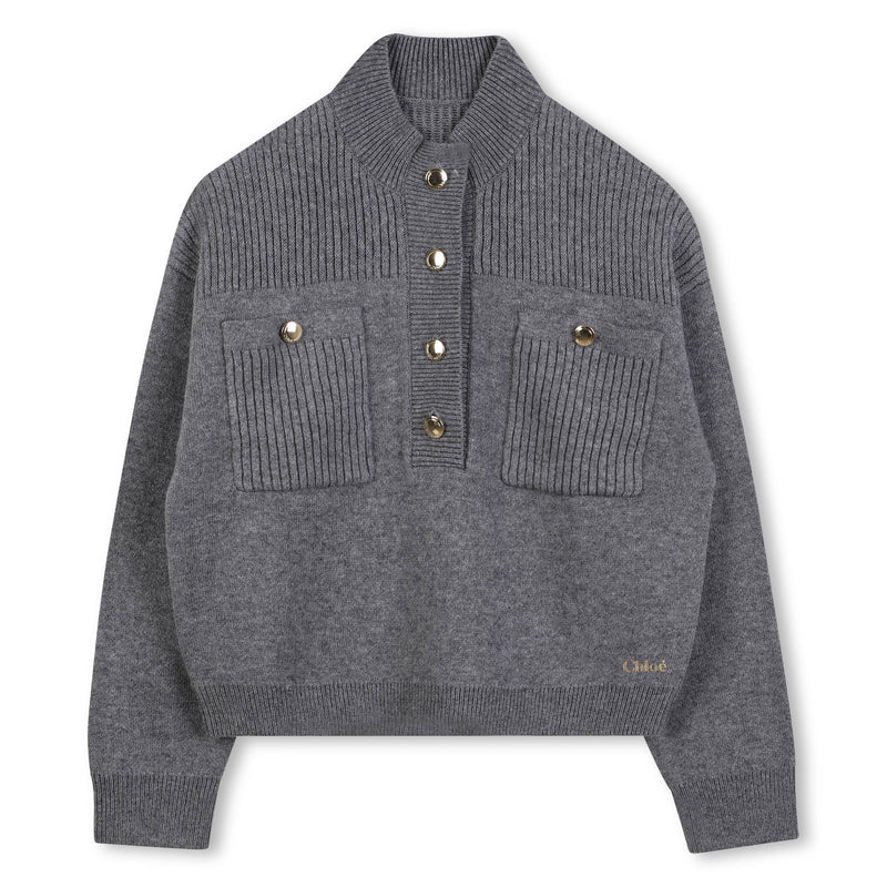 Heather Grey Knitted Sweatshirt