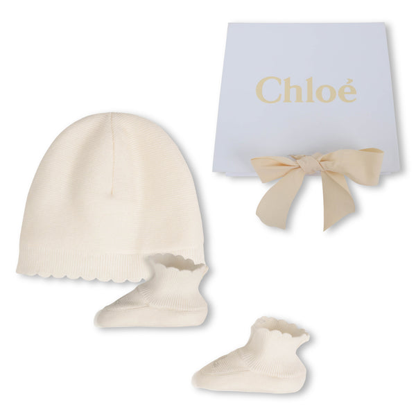 Baby Knitted Hat & Slippers Set