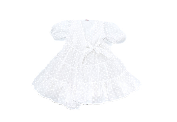 Il Gufo White Tiered V-neck Wrap-over Dress