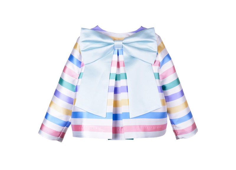 Hucklebones White Twill Collarless Bow Jacket