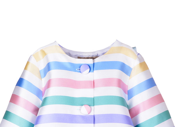 Hucklebones White Twill Collarless Bow Jacket