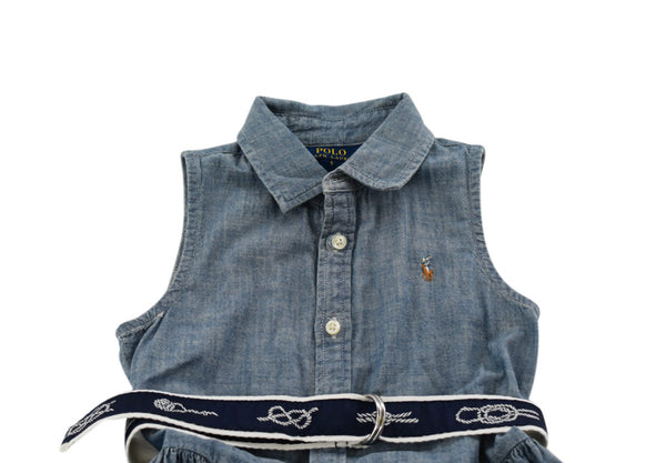 Ralph Lauren Blue Sleeveless Dress with Collar
