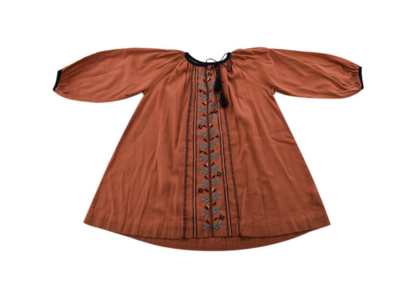 Caramel Burnt Orange Long-sleeved Dress