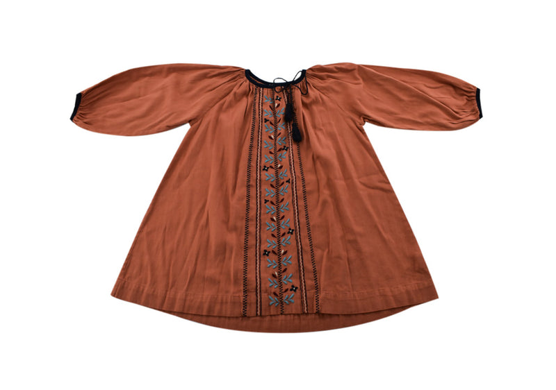Caramel Burnt Orange Long-sleeved Dress