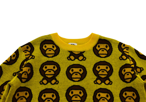 A Bathing Ape Yellow Knitted Wool-blend Sweater