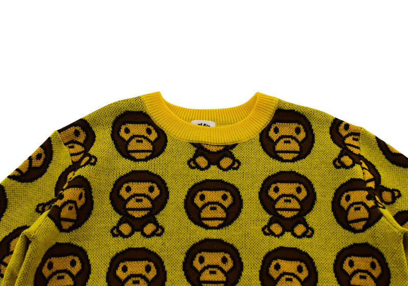 A Bathing Ape Yellow Knitted Wool-blend Sweater