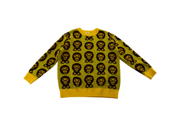 A Bathing Ape Yellow Knitted Wool-blend Sweater