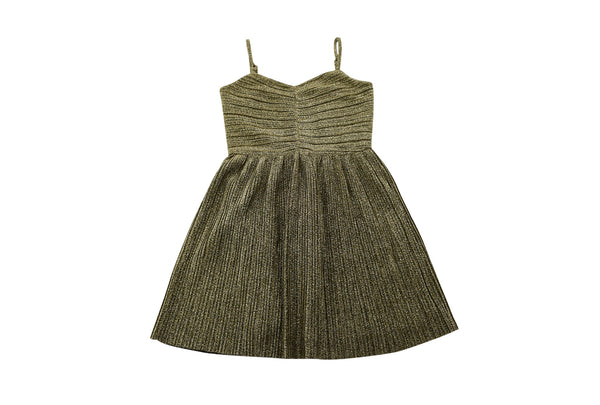 KatieJ NYC Metallic Gold Pleated Dress