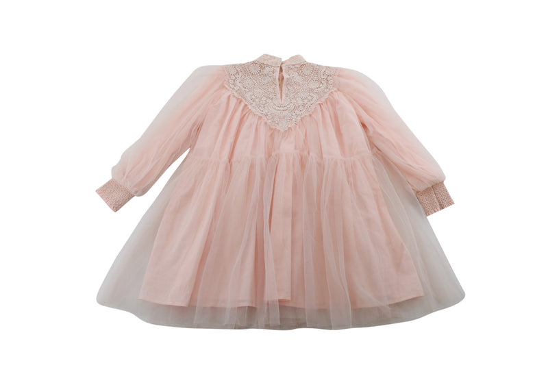 Petite Amalie Light Pink Long-sleeved A-line Dress
