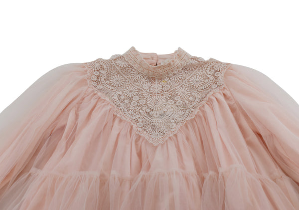 Petite Amalie Light Pink Long-sleeved A-line Dress