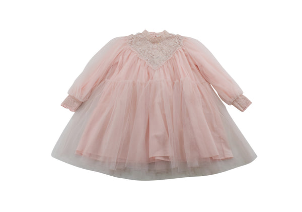 Petite Amalie Light Pink Long-sleeved A-line Dress