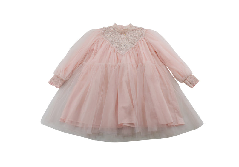 Petite Amalie Light Pink Long-sleeved A-line Dress