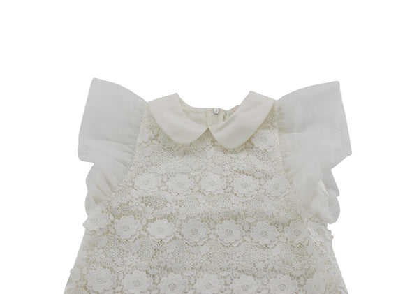 Petite Amalie White Round Neck A-line Dress
