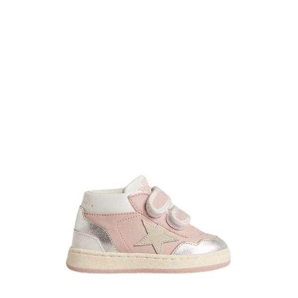 Laminated Shiny Heel Basket Leather Baby Sneakers