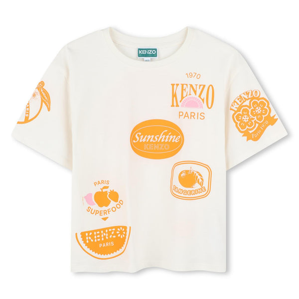 Offwhite & Orange Fruit Stikers Tee-Shirt