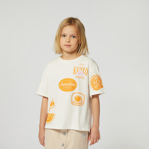Offwhite & Orange Fruit Stikers Tee-Shirt