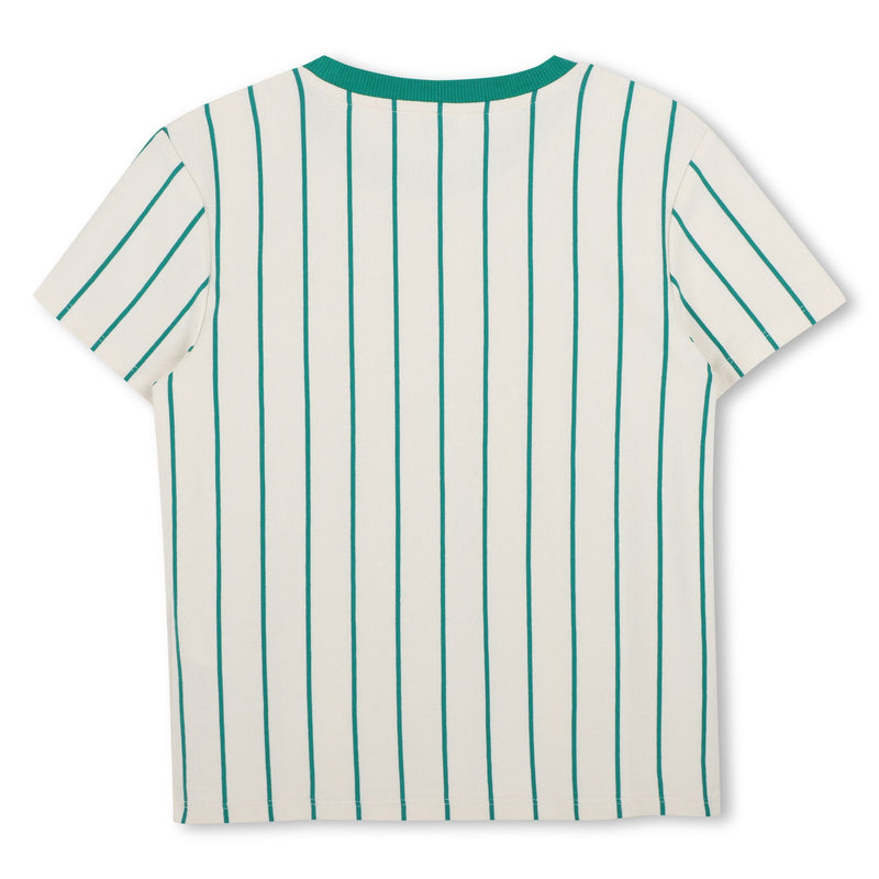 Ivory & Green Stripe Fruit Logo T-Shirt