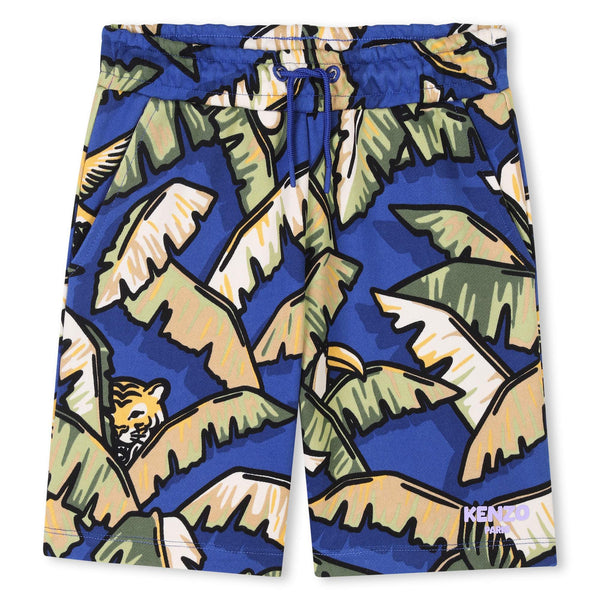 Blue Jungle Print Bermuda Shorts