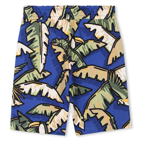 Blue Jungle Print Bermuda Shorts