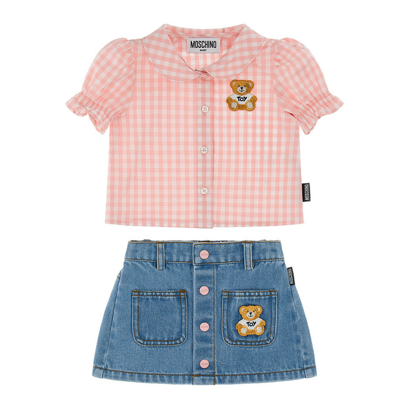 Shirt & Denim Skirt Baby Set