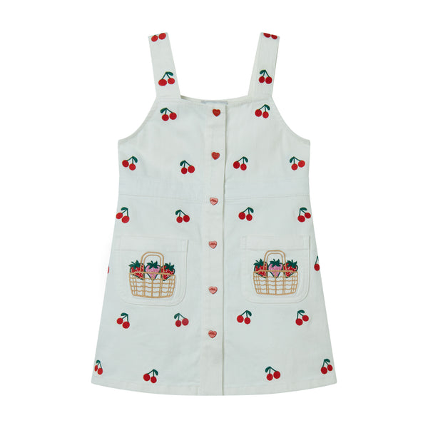 Cherries & Berries White Dress