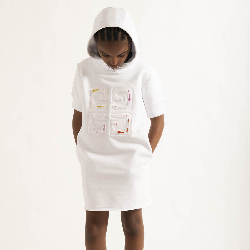 Hooded Distressed Logo Dress