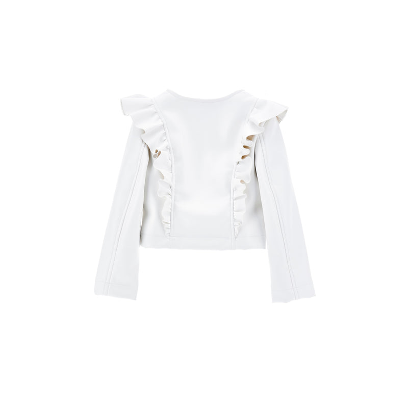 White Frilled Biker Jacket