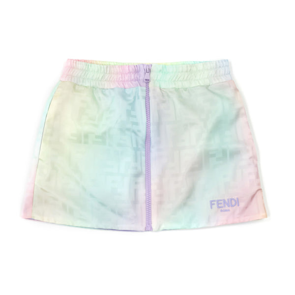 Rainbow Monogram Zip-Front Skirt