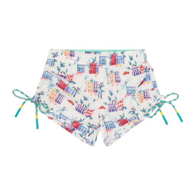 Cuba Print Girls Swim Shorts